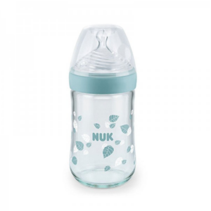 NUKE Biberon en verre Nature Sense Avec Temperature Bleu 240 ml