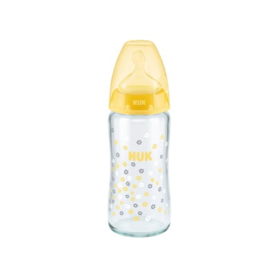 NUK FIRST CHOICE+ Biberon Temperature Control en Verre Jaune 240ml
