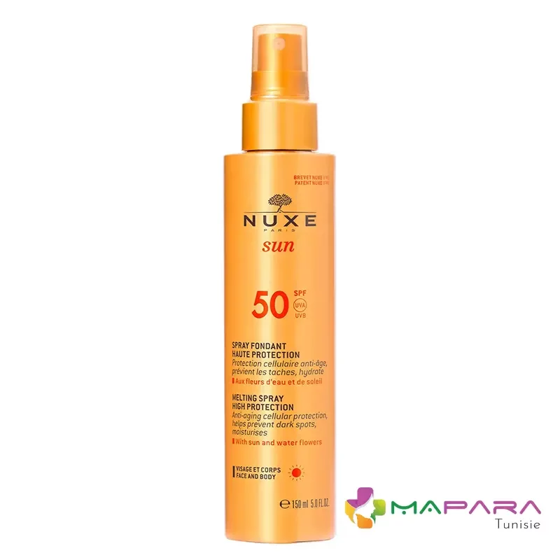 nuxe sun spray solaire visage et corps haute protection spf 50 150ml