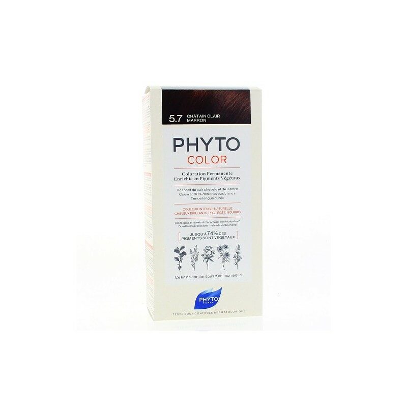 phyto phytocolor couleur soin 57 chatain clair marron 1 kit
