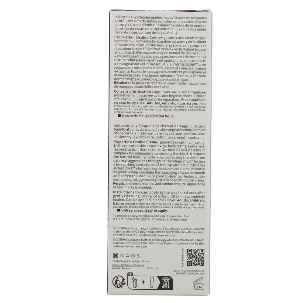 Bioderma cicabio crème+ soin ultra-réparateur apaisant 40ml