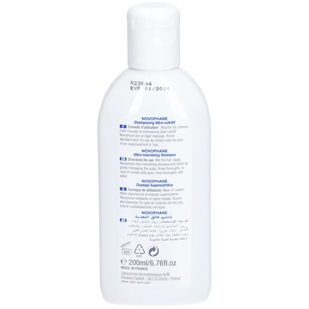 Acm novophane shampooing ultra-nutritif cheveux secs 200ml