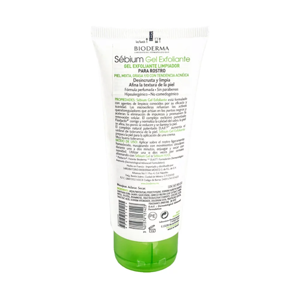 Bioderma sebium gel gommant exfoliant purifiant peaux mixtes a grasses 100ml