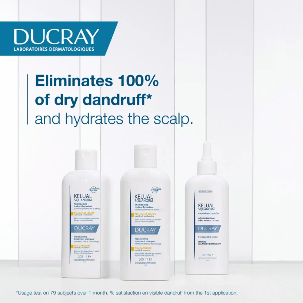 Ducray kelual squanorm shampoing traitant hydratant pellicules sèches 200ml
