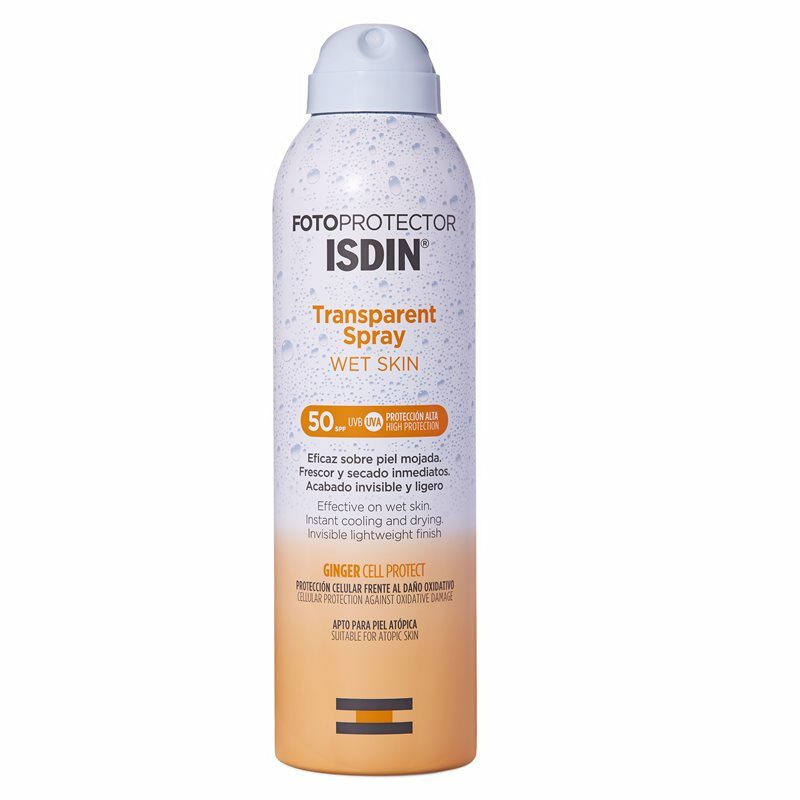 isdin transparent spray wet skin ginger cell spf50 250ml