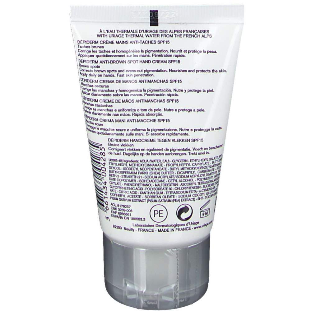 Uriage depiderm creme mains anti-taches brunes spf15 50ml