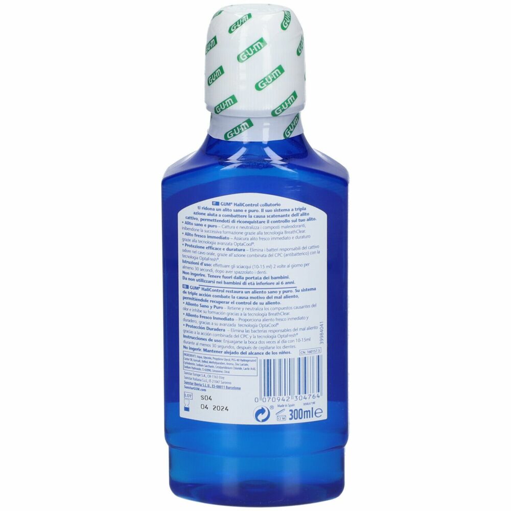 Gum halicontrol bain de bouche sans alcool 300ml