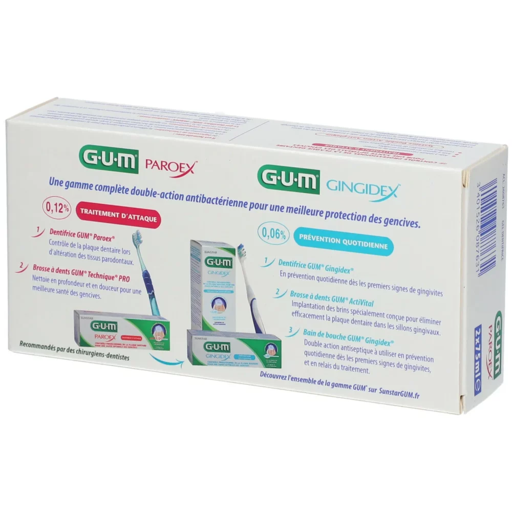 Gum dentifrice paroex gencives lot de 2 x 75ml