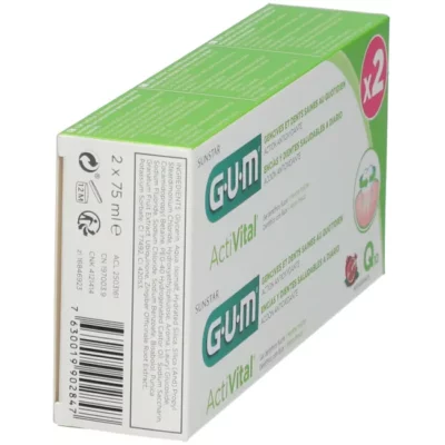 Gum activital dentifrice gel lot de 2 x 75ml