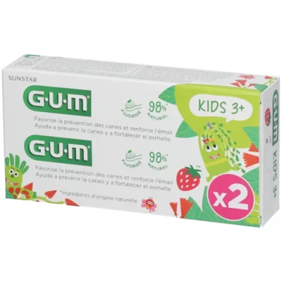 Gum kids dentifrice fluoré 3 ans et + lot de 2 x 50 ml