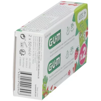 Gum kids dentifrice fluoré 3 ans et + lot de 2 x 50 ml