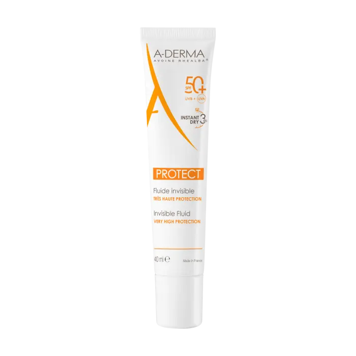 A-DERMA Protect Fluide Solaire Visage Invisible SPF50+ 40ml maparatunisie