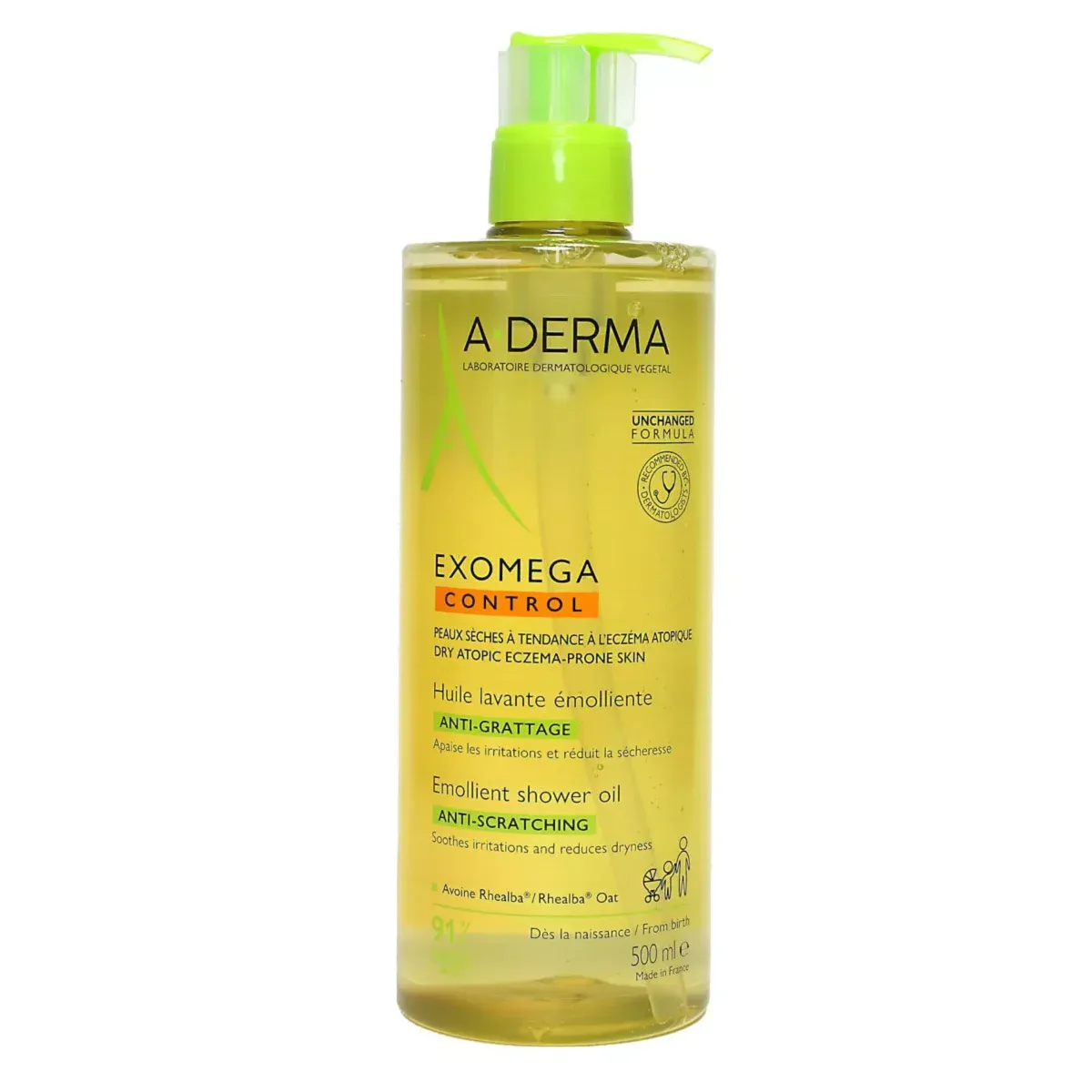 La peau sèche : routine de soins A-derma exomega control huile lavante emolliente 500 ml