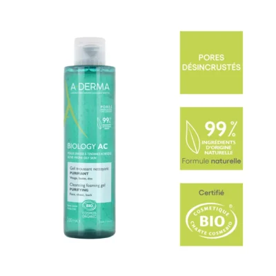 A-derma biology ac gel moussant nettoyant purifiant 200ml