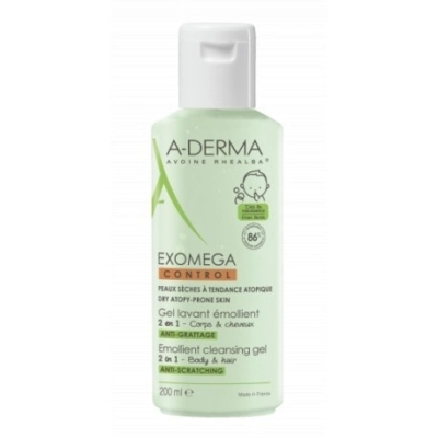 A-DERMA EXOMEGA CONTROL GEL LAVANT EMOLLIENT 2 EN 1.  200ML