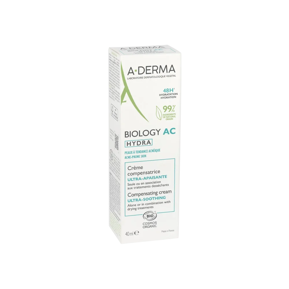 Aderma biology ac hydra crème compensatrice ultra-apaisante bio 40ml