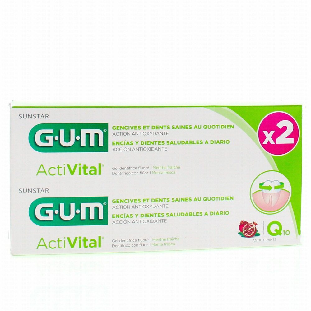 Gum activital dentifrice gel lot de 2 x 75ml