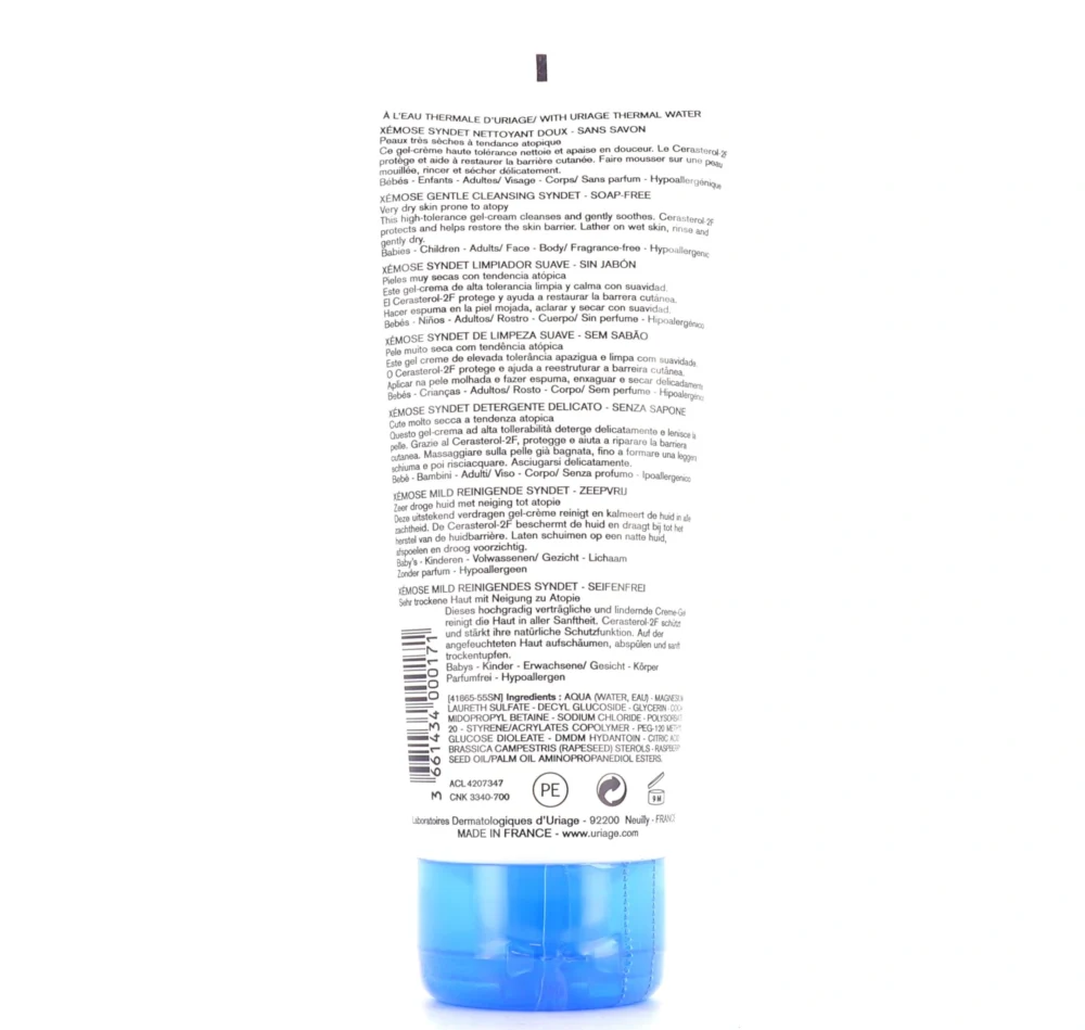 Uriage xemose syndet nettoyant doux peaux très sèches à tendance atopique 200ml