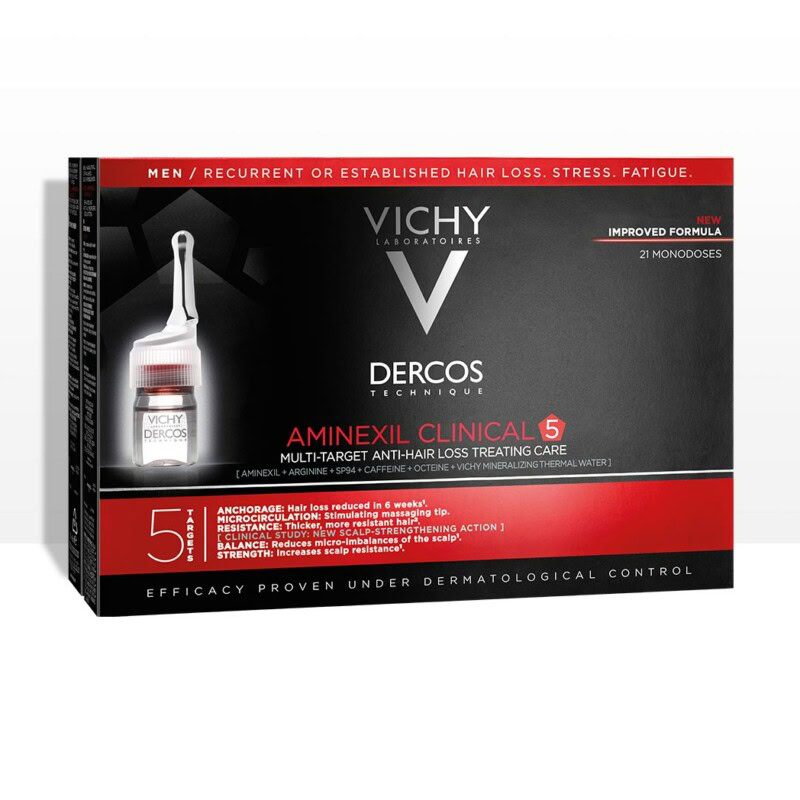 VICHY DERCOS Aminexil Clinical 5 Homme 21 Ampoules - MaparaTunisie
