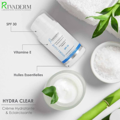 Creme hydratante eclaircissante spf30 rivaderm hydra clear 50ml 4 1