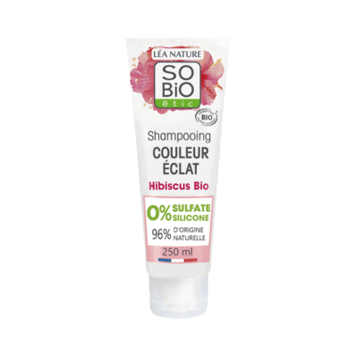 SO'BIO Cheveux Colorés ou Méchés Shampoing Hibiscus & Acide Laurique de Coco Bio 250ml