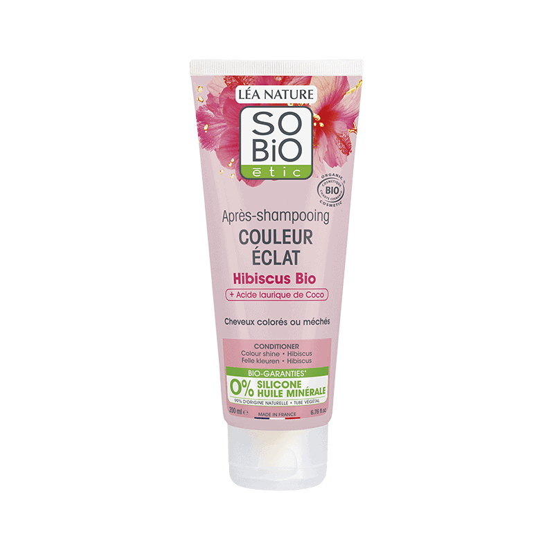 So'Bio Cheveux Colorés ou Méchés Après-Shampoing Hibiscus & Acide Laurique de Coco Bio 200ml