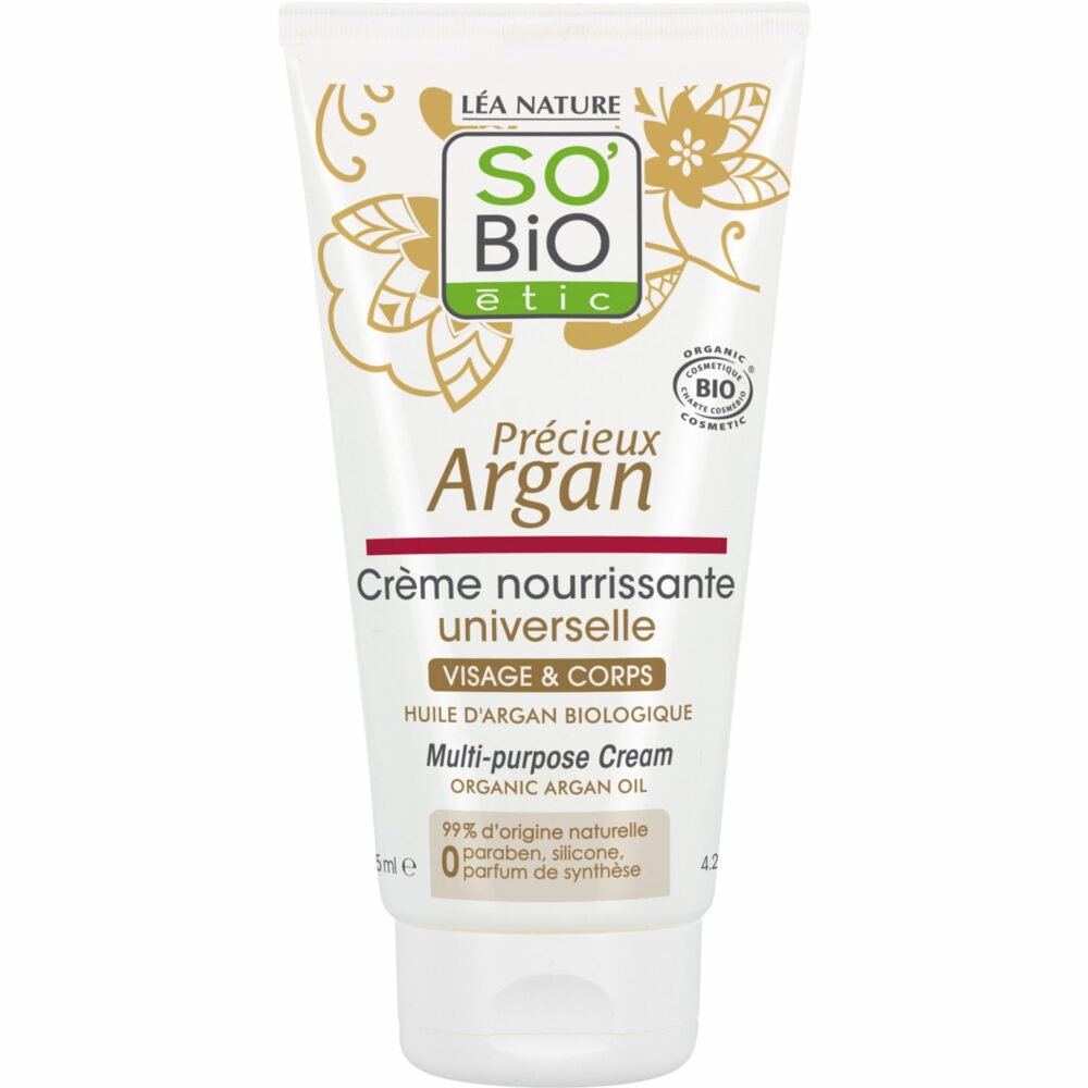 So'bio crème nourrissante universelle visage et corps précieux argan 125 ml