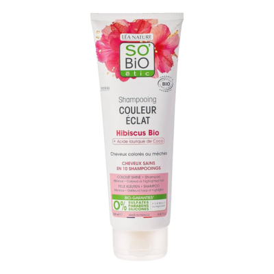 SO BIO Cheveux Colorés ou Méchés Shampoing Hibiscus & Acide Laurique de Coco Bio 250ml