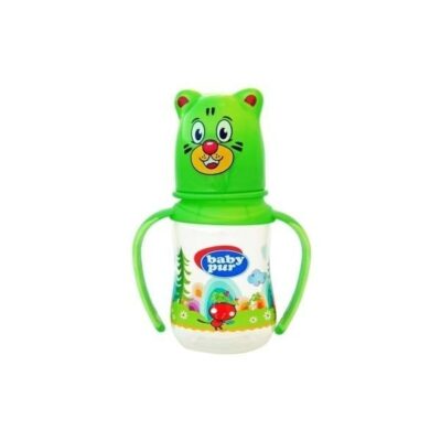 Mini biberon avec couvercle et double anse 120ml vert baby pur