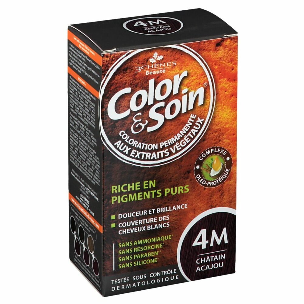 3 chênes color & soin coloration permanente châtain acajou n°4m