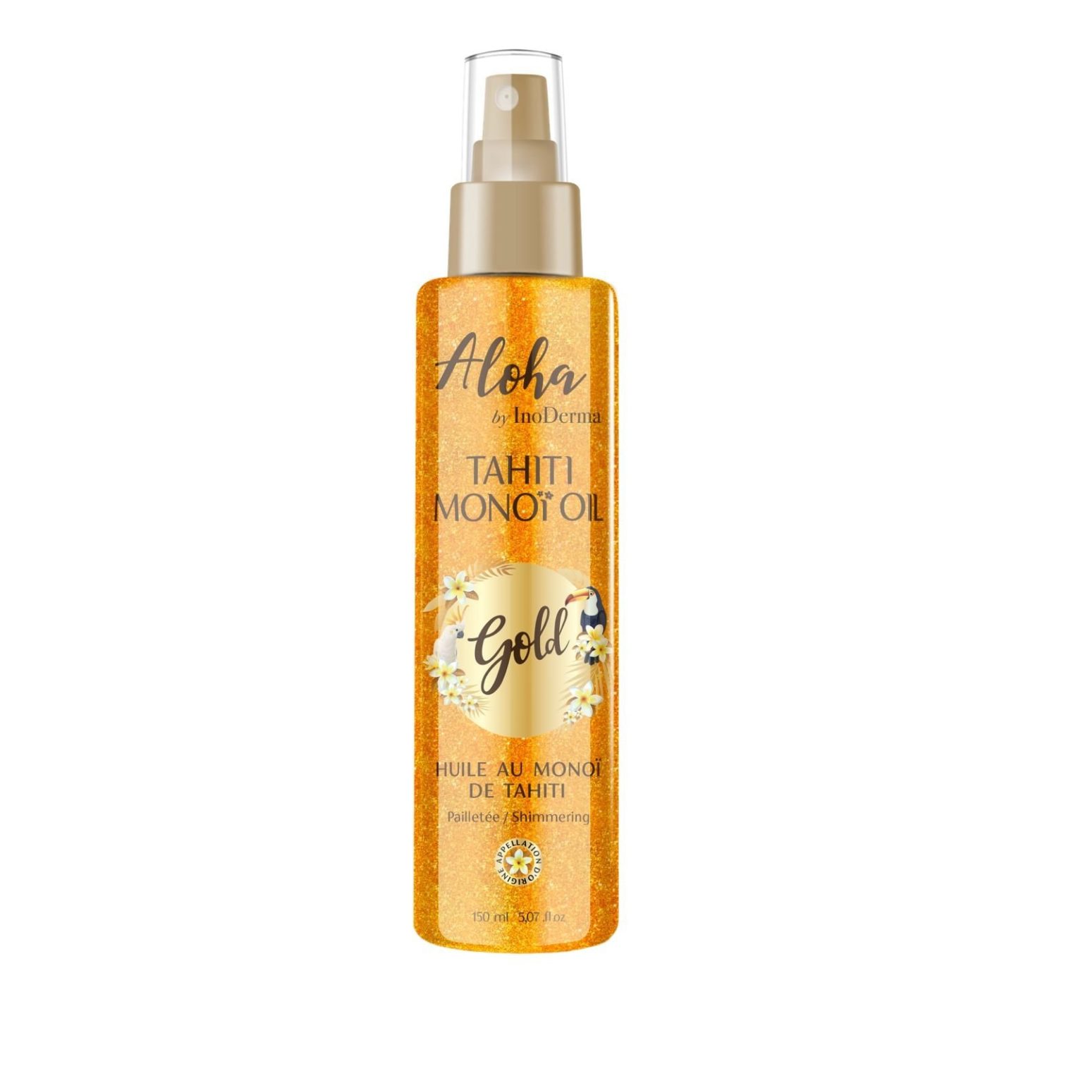 ALOHA Huile De Monoi de Tahiti Pailletee Gold Spray 150ml MaPara Tunisie