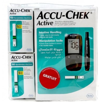 ACCU-CHEK Glucomètre Coffret  (Lecteur + Autopiquer + 110 Bandelettes)