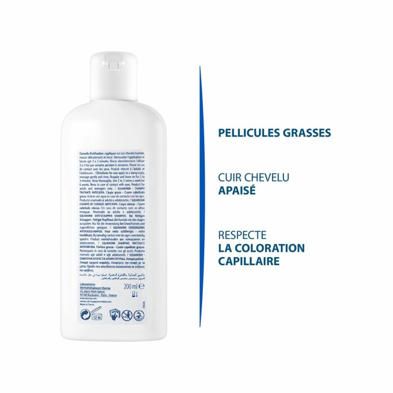 ducray squanorm shampooing pellicules grasses 200ml