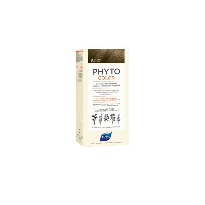 phyto phytocolor couleur soin 8 blond clair 1 kit
