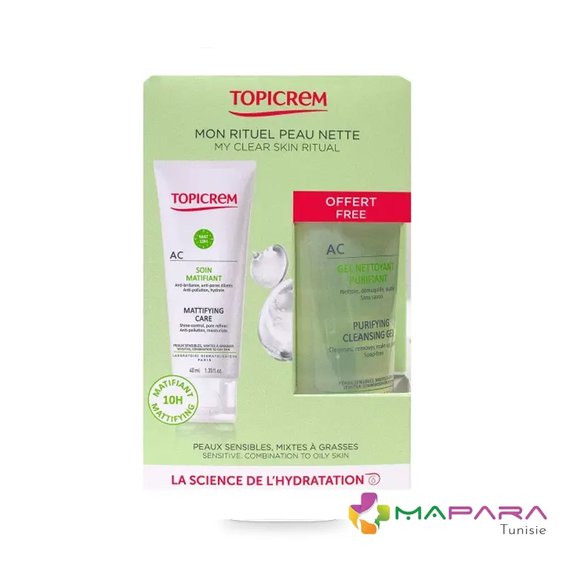 opicrem ac soin matifiant 40ml gel nettoyant 75ml offert