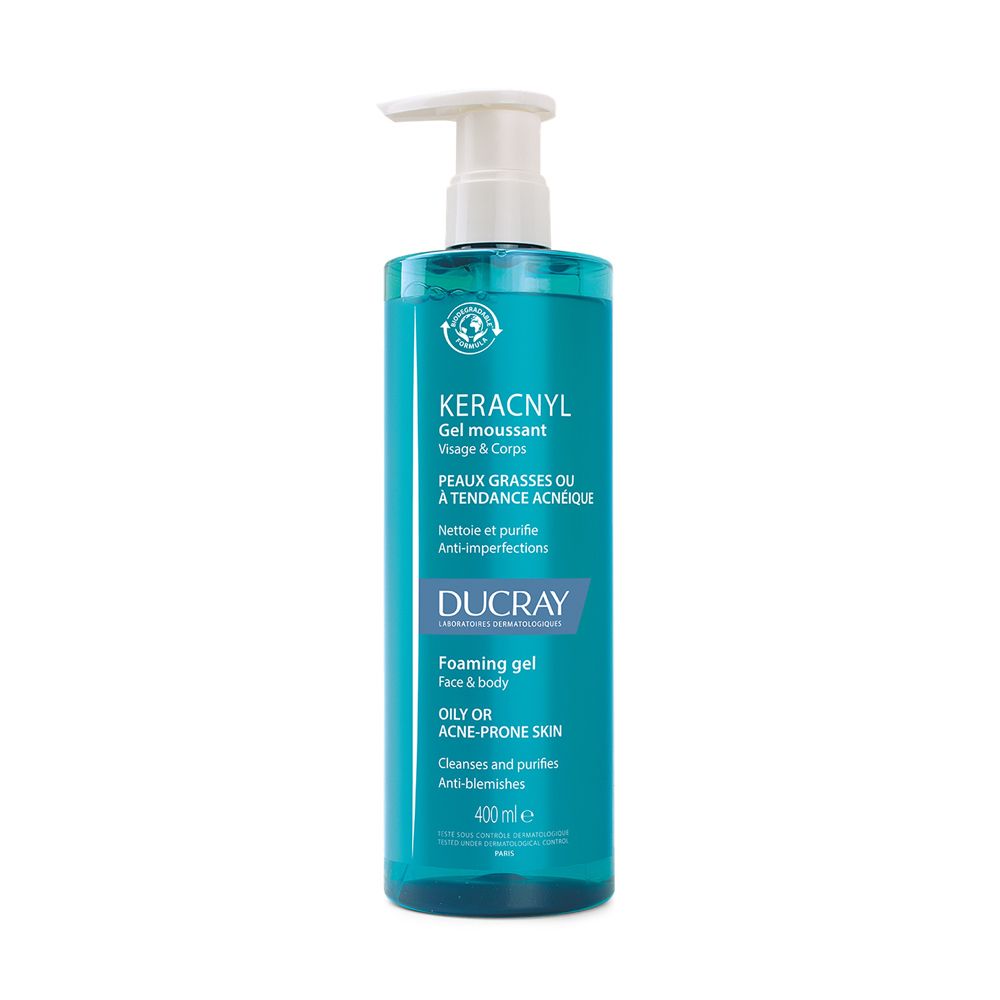 ducray keracnyl gel moussant visage et corps 400ml