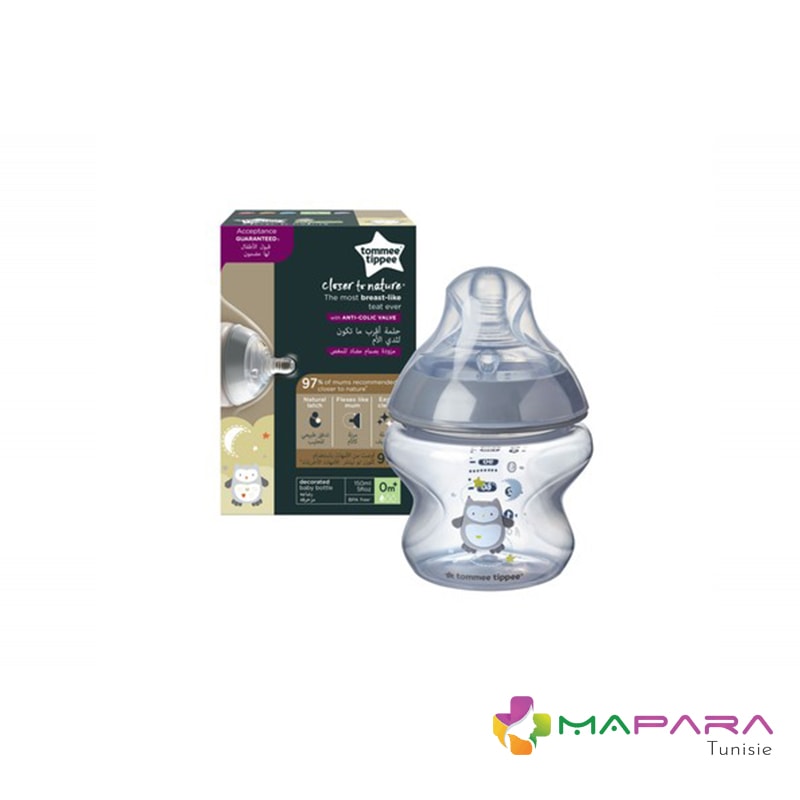 tommee tippee close to nature biberon chouette gris 3m 340ml