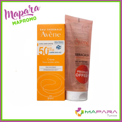 AVENE Creme Solaire SPF50+ 50ml + Xeracalm Gel 100ml (Gratuit)