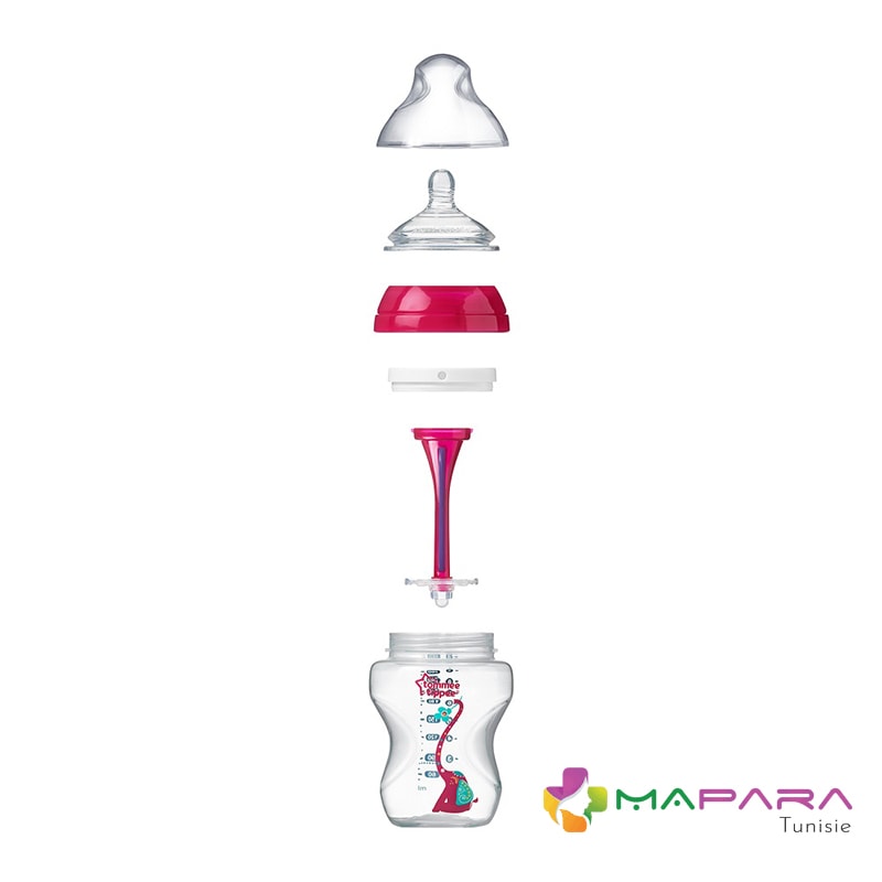 Tommee Tippee Biberon Advanced Anti-colique 3M+ 340ml Rouge - MaPara Tunisie