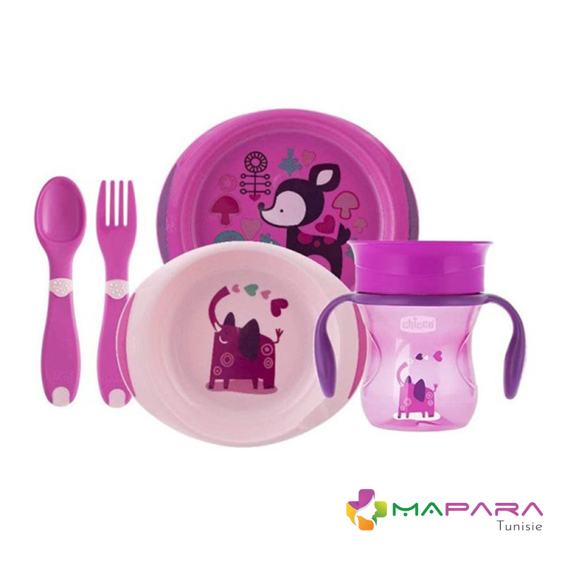 coffret repas bebe rose 12m girl chicco