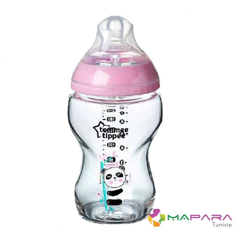 tommee tippee closer to nature biberon verre 250ml panda rose