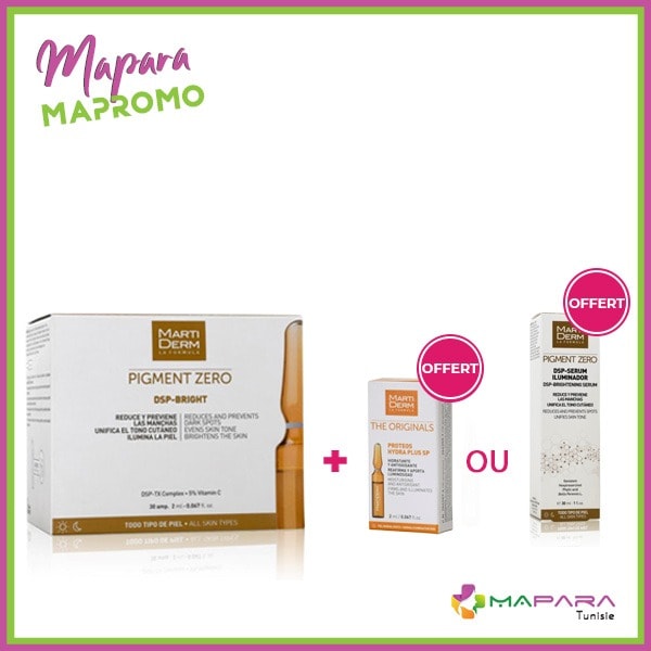 martiderm dsp bright 30 ampoules+ 2 ampoules offerts ( dsp serum+hydra sp)