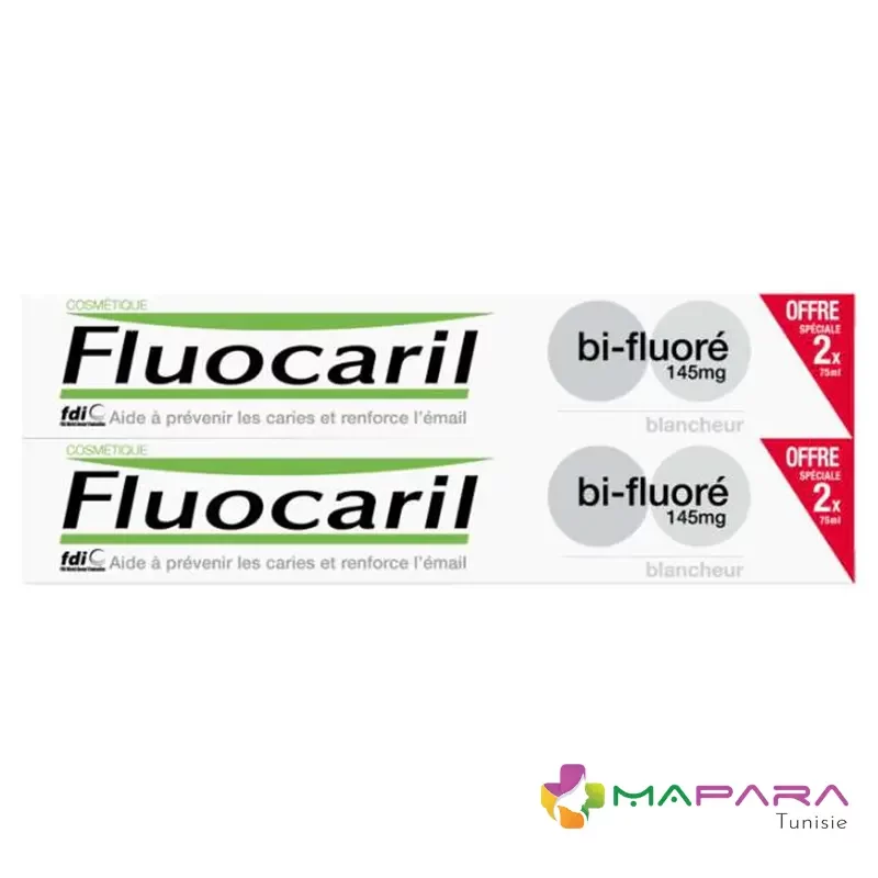 fluocaril dentifrice blancheur bi fluore 145mg 2 x 75ml