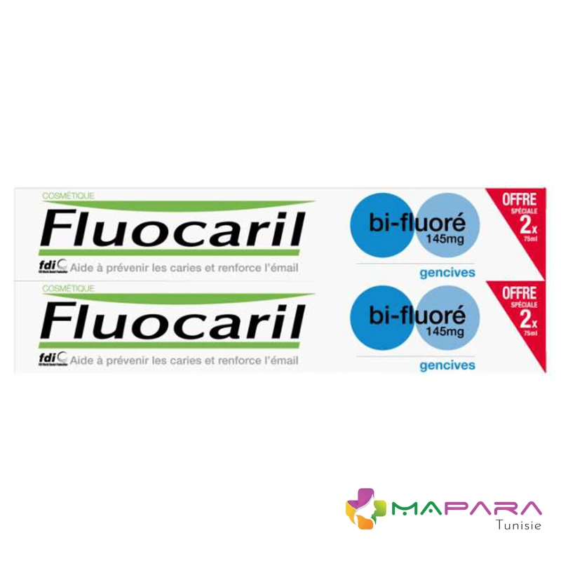 fluocaril dentifrice gencives bi fluore 145mg 2 x 75ml