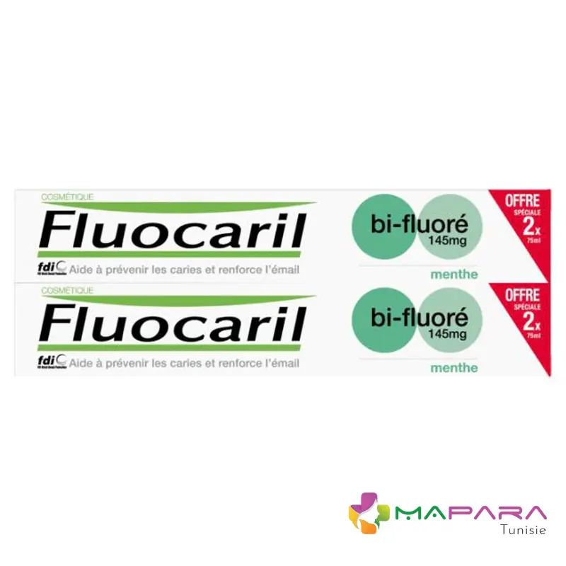 Fluocaril dentifrice menthe bi fluore 145mg 2 x 75ml