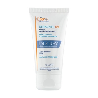 ducray keracnyl uv fluide anti imperfections peaux grasses a tendance acneique 50ml