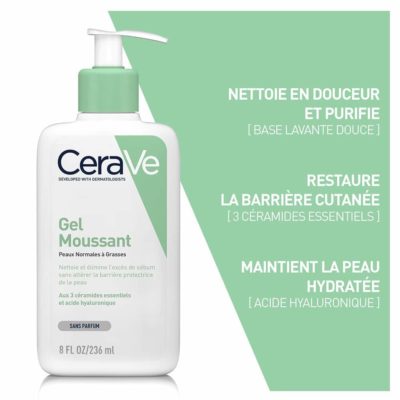 Cerave gel moussant nettoyant peaux normales a grasses 236ml