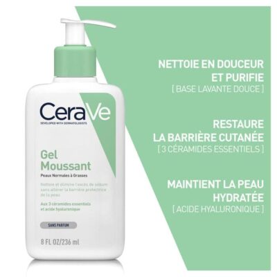 Cerave gel moussant nettoyant peaux normales a grasses