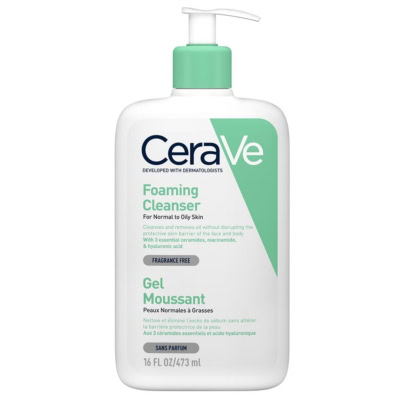 cerave gel moussant nettoyant peaux normales a grasses