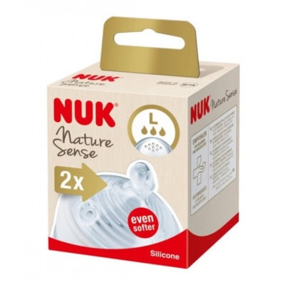 NUK 2 Tétines Nature Sense Silicone Teats – Size: L